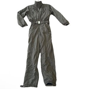 Vtg Bogner Belted  Full Zip Ski Snow Suit Gray/brown Woman’s 8 Long